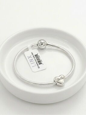 Linx Snake Chain Charm Bracelet with Personalized Name Heart Charm